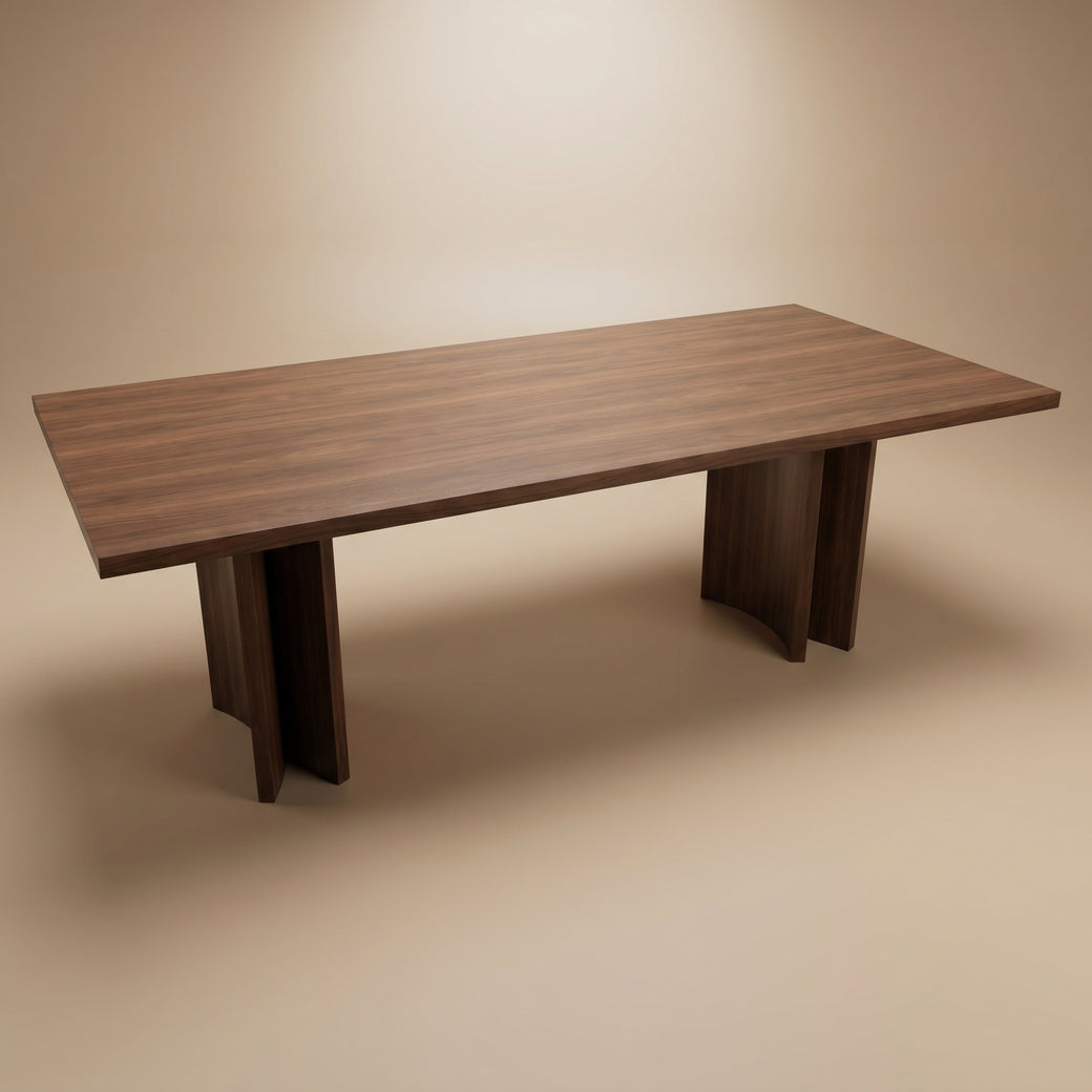 Walnoot eettafel - Recht - Double Moon Walnoot- Japandi