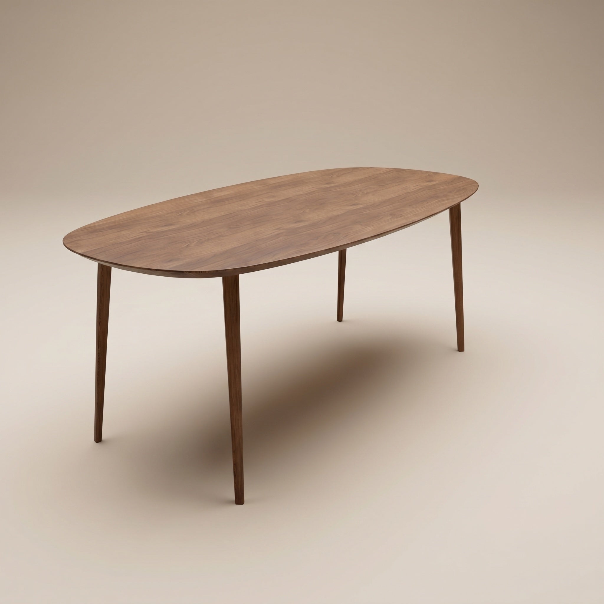 Walnoot eettafel - Deens Recht - Triangle walnoot onderstel