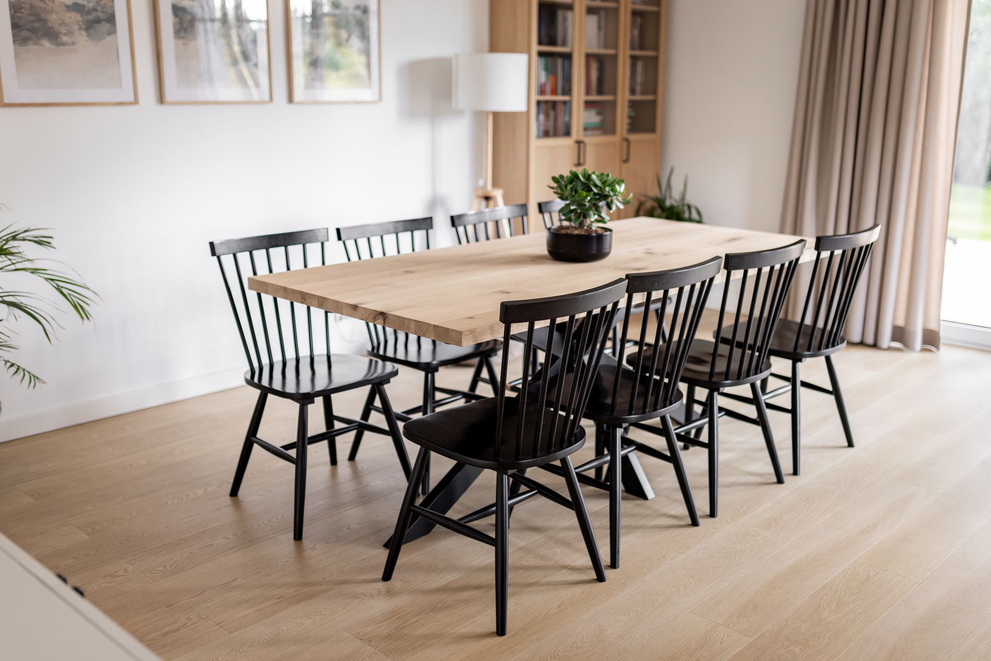 Verlengbare rechte eiken eettafel