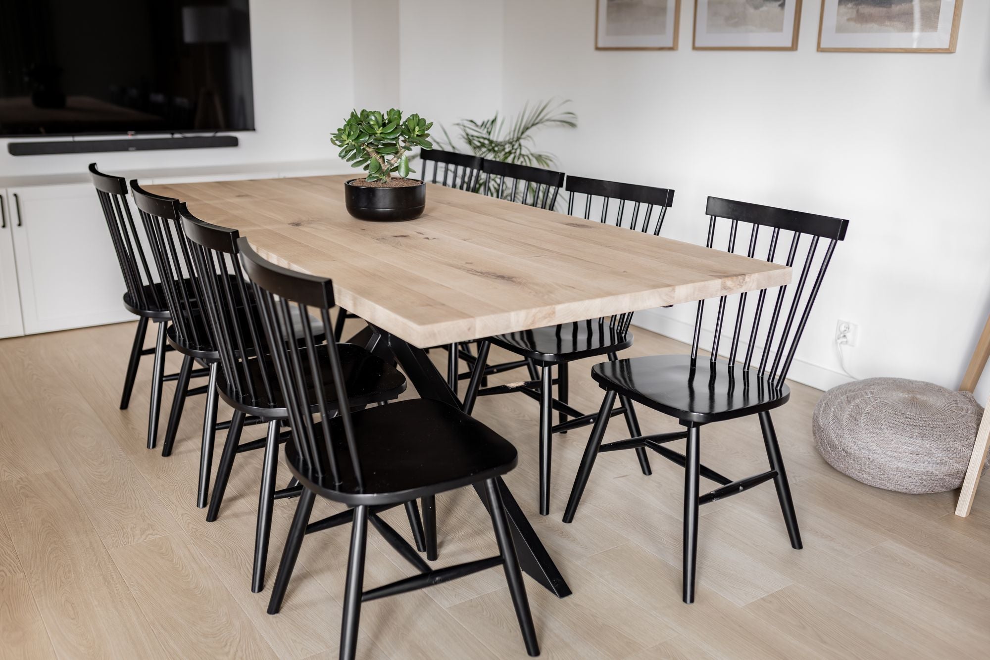 Verlengbare rechte eiken eettafel