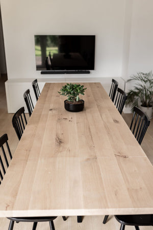 Verlengbare rechte eiken eettafel sfeerbeeld 9 - Industrial Home