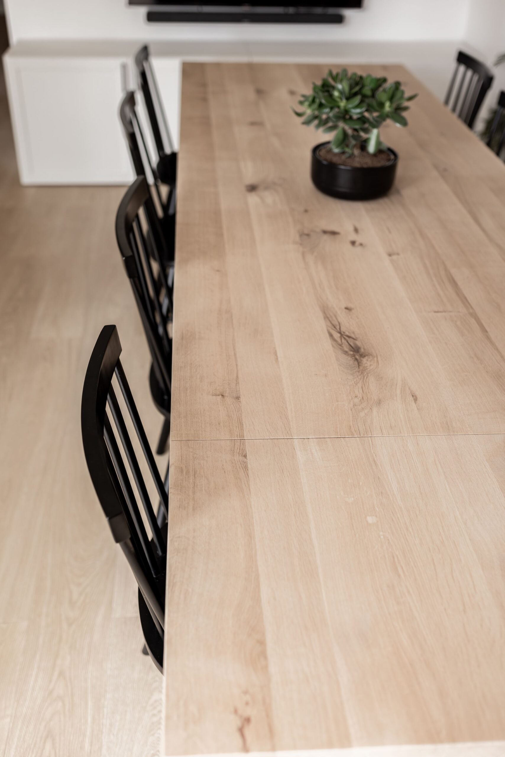 Verlengbare rechte eiken eettafel