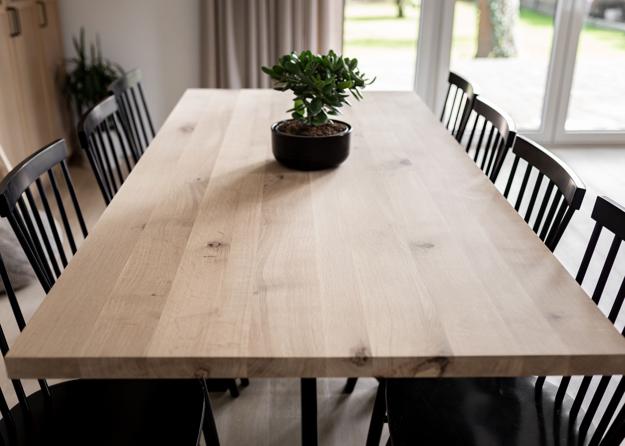 Verlengbare rechte eiken eettafel