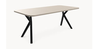 Melamine eettafel Oatmeal Beige - Recht Radius - AX onderstel metaal — afbeelding 5 | Industrial Home