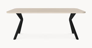 Melamine eettafel Oatmeal Beige - Recht Radius - AX onderstel metaal — afbeelding 3 | Industrial Home