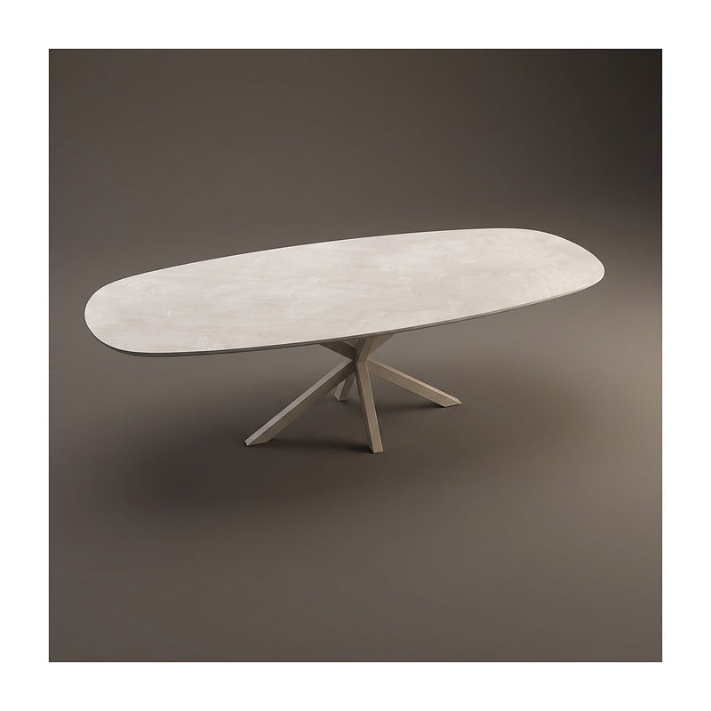 HPL eettafel Stonehaze Ivory - Deens Ovaal Recht - Matrix onderstel - foto 2
