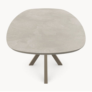 HPL eettafel Stonehaze Ivory - Deens Ovaal Recht - Matrix onderstel - foto 3
