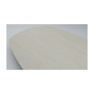 Melamine eettafel Soft Moon Grey - Plat-Ovaal - Half cone eiken onderstel - Japandi — afbeelding 5 | Industrial Home
