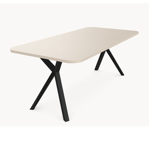 Melamine eettafel Oatmeal Beige - Recht Radius - AX onderstel metaal — afbeelding 2 | Industrial Home
