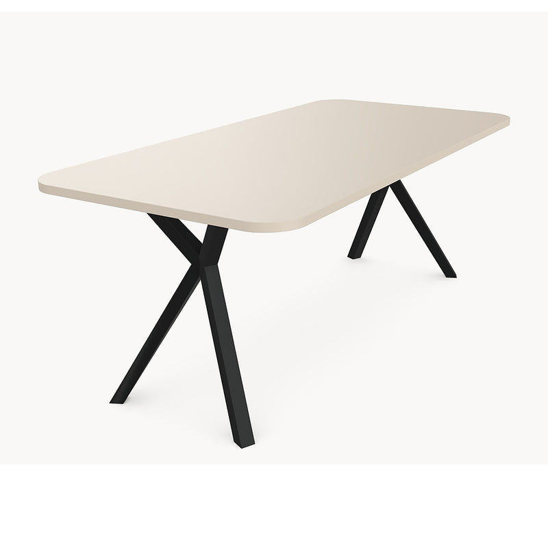 Melamine eettafel Oatmeal Beige - Recht Radius - AX onderstel metaal — afbeelding 2 | Industrial Home