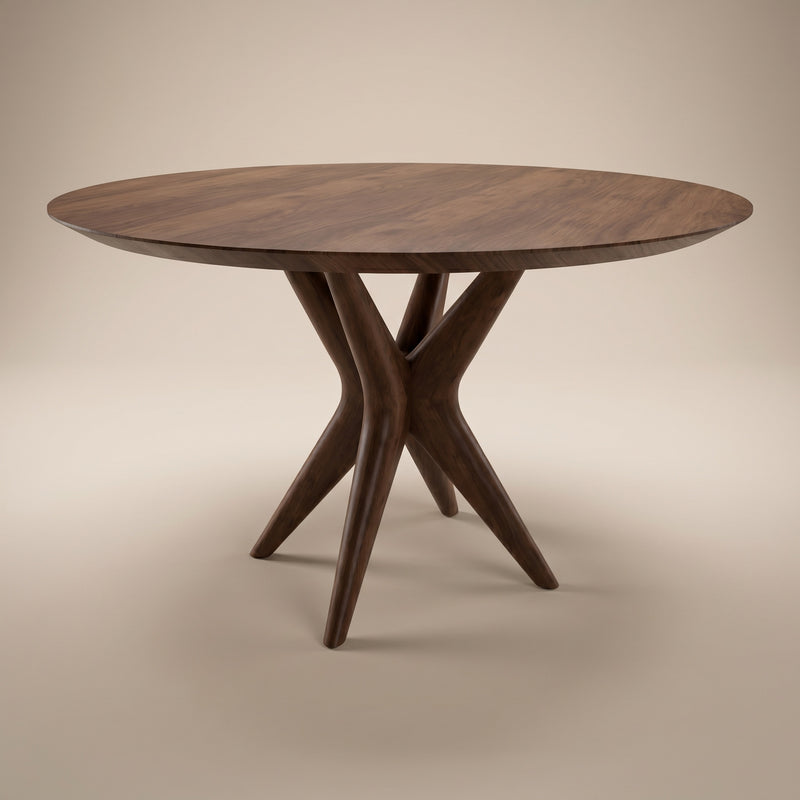 Walnoot eettafel - Rond - Nica walnoot — massief walnoot