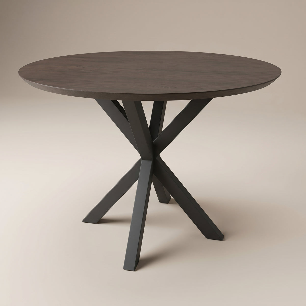 Melamine eettafel Casella Oak Chestnut Brown  - Rond - Matrix metaal | Industrial Home