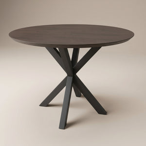 Melamine eettafel Casella Oak Chestnut Brown  - Rond - Matrix metaal | Industrial Home
