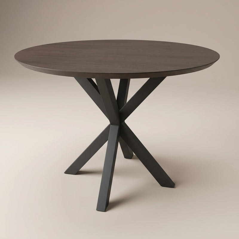 Melamine eettafel Casella Oak Chestnut Brown  - Rond - Matrix metaal | Industrial Home
