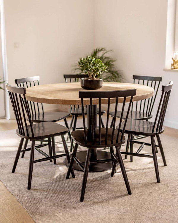 Eiken eettafel - Rond - Sol Metaal