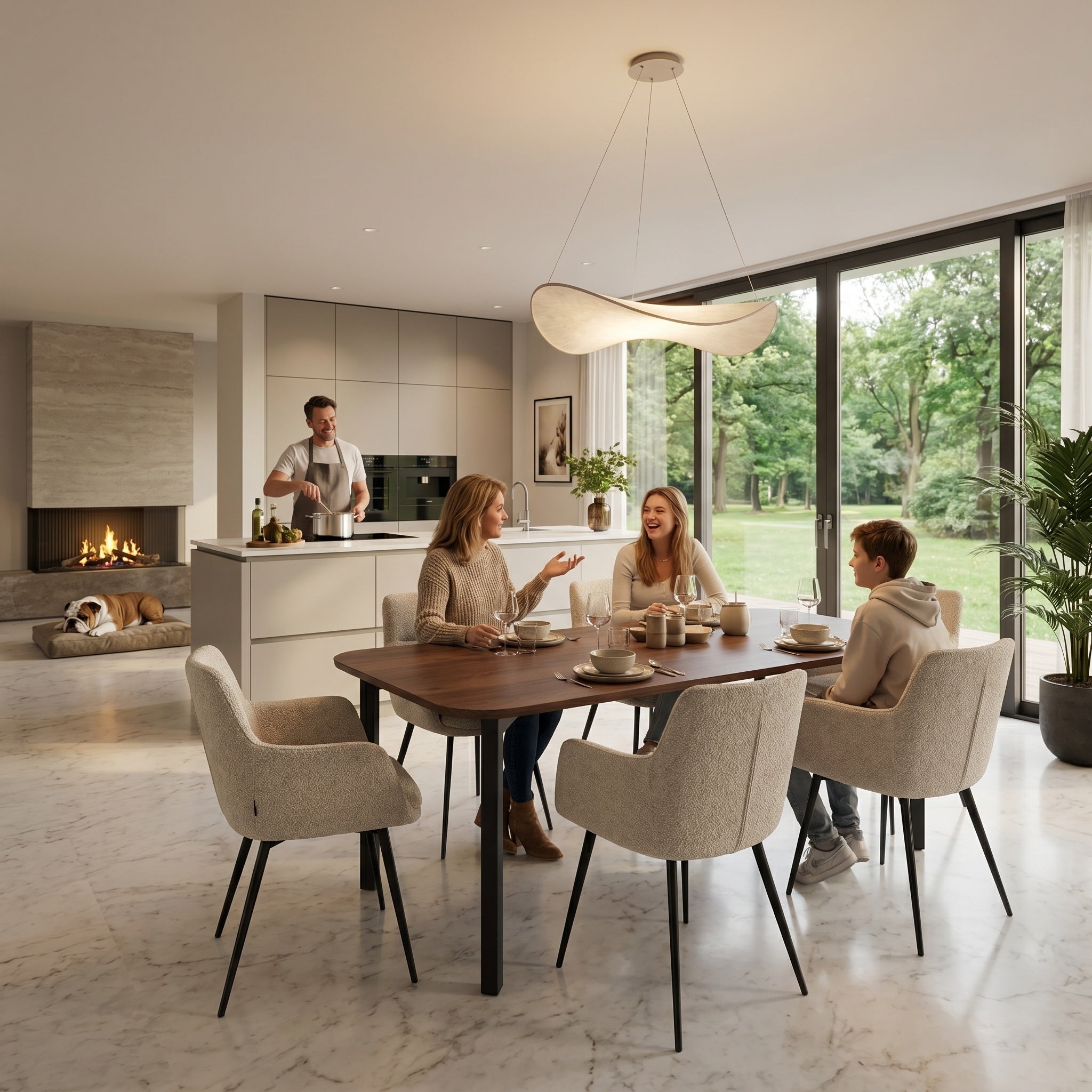 Nussbaum Massivholztisch - Gerade Rund - Hook