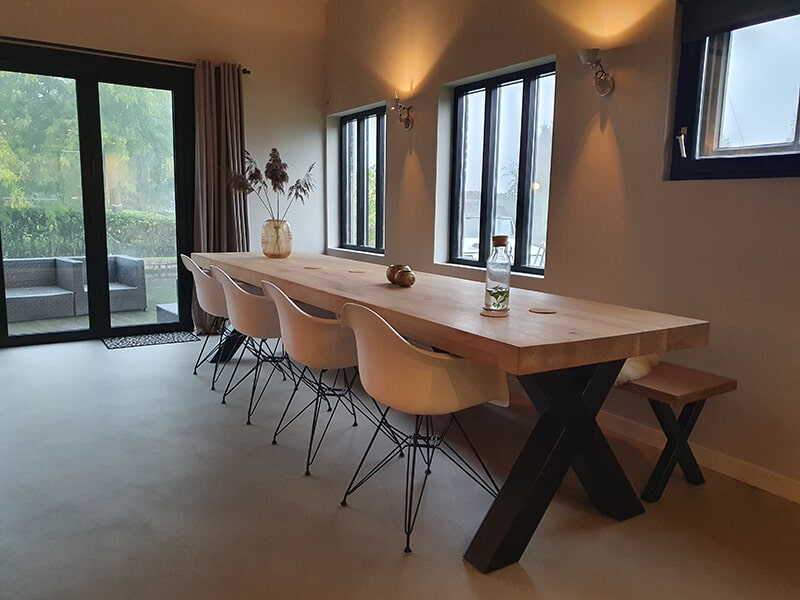 nakoming Relatief regio Eiken tafel Rewa X met dubbele rand 6 of 8cm online bestellen bij  Industrial-Home