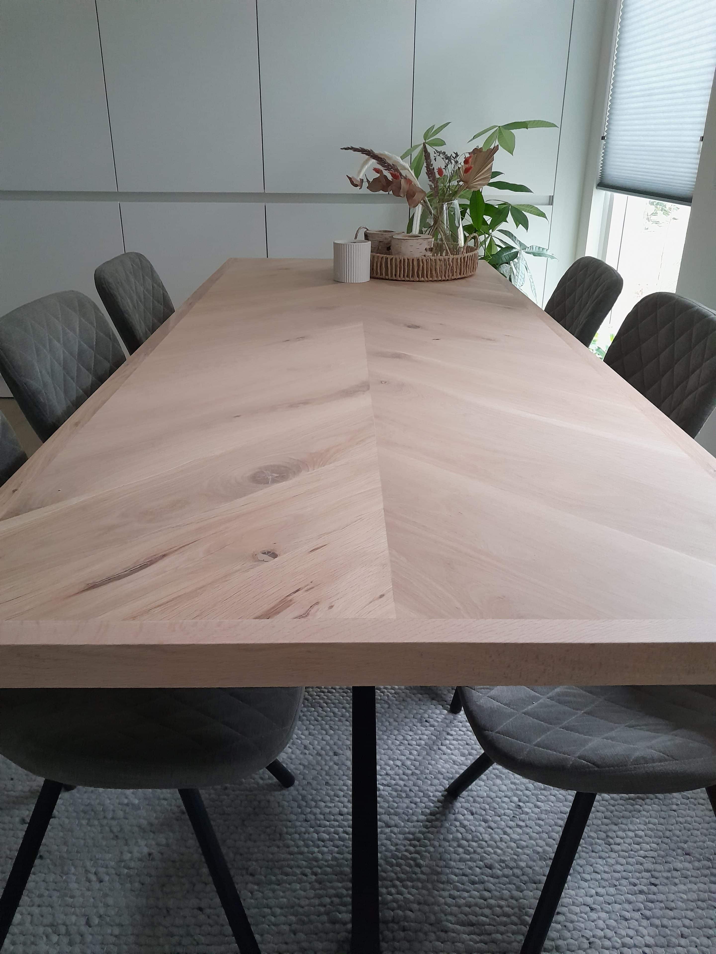 Osla Eiken Visgraat Tafel Incl Onderstel Naar Keuze